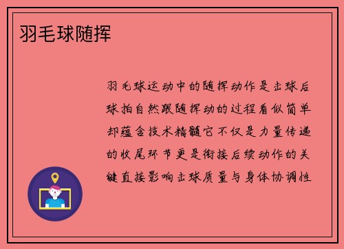 羽毛球随挥
